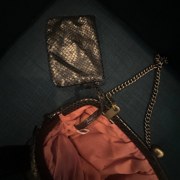 Isabella Fiore Black Snake-Embossed Evening Bag + Matching Pouch - Picture 8 of 13